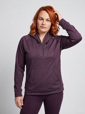 UNRL Women's Quarter-Zip Pullover Hoodie in Plum